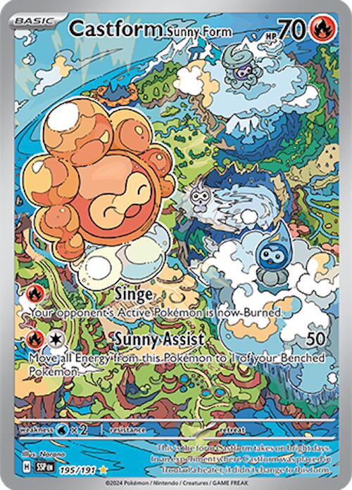 Castform Sunny Form 195/191  - Holofoil SV08 Surging Sparks - Illustration Rare