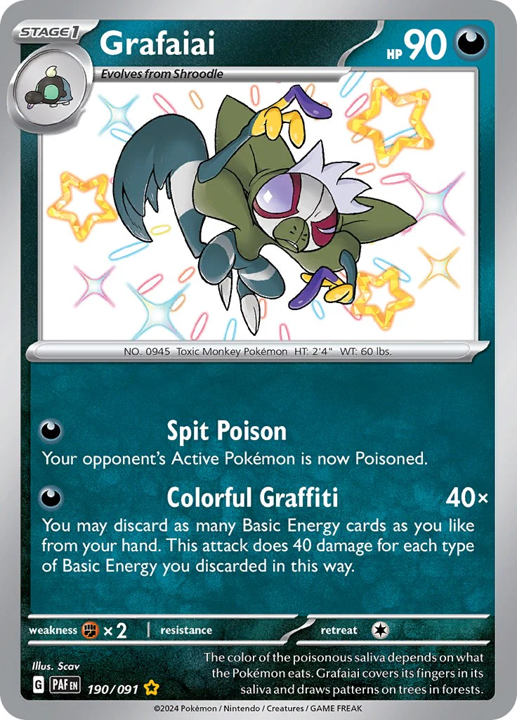 Grafaiai 190/091  - Holofoil SV Paldean Fates - Shiny Rare