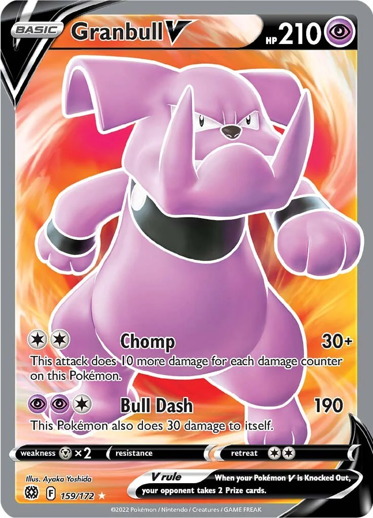 Granbull V (Full Art) 159/172  - Holofoil SWSH09 Brilliant Stars - Ultra Rare