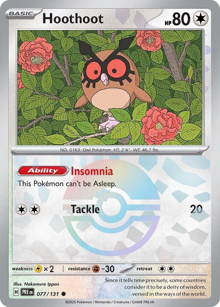 Hoothoot (Poke Ball Pattern) 077/131  - Holofoil SV Prismatic Evolutions - Common