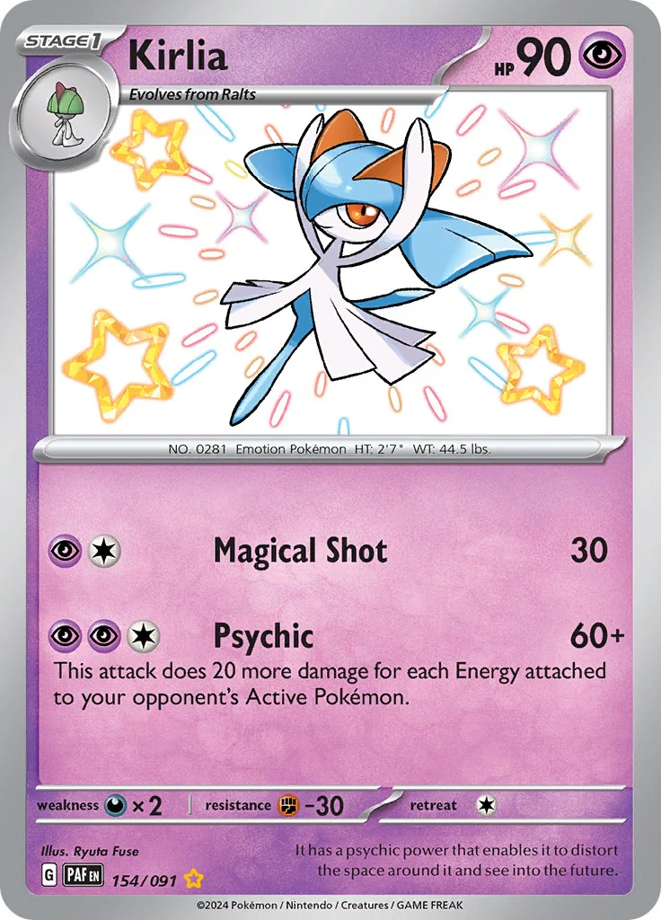 Kirlia 154/091  - Holofoil SV Paldean Fates - Shiny Rare