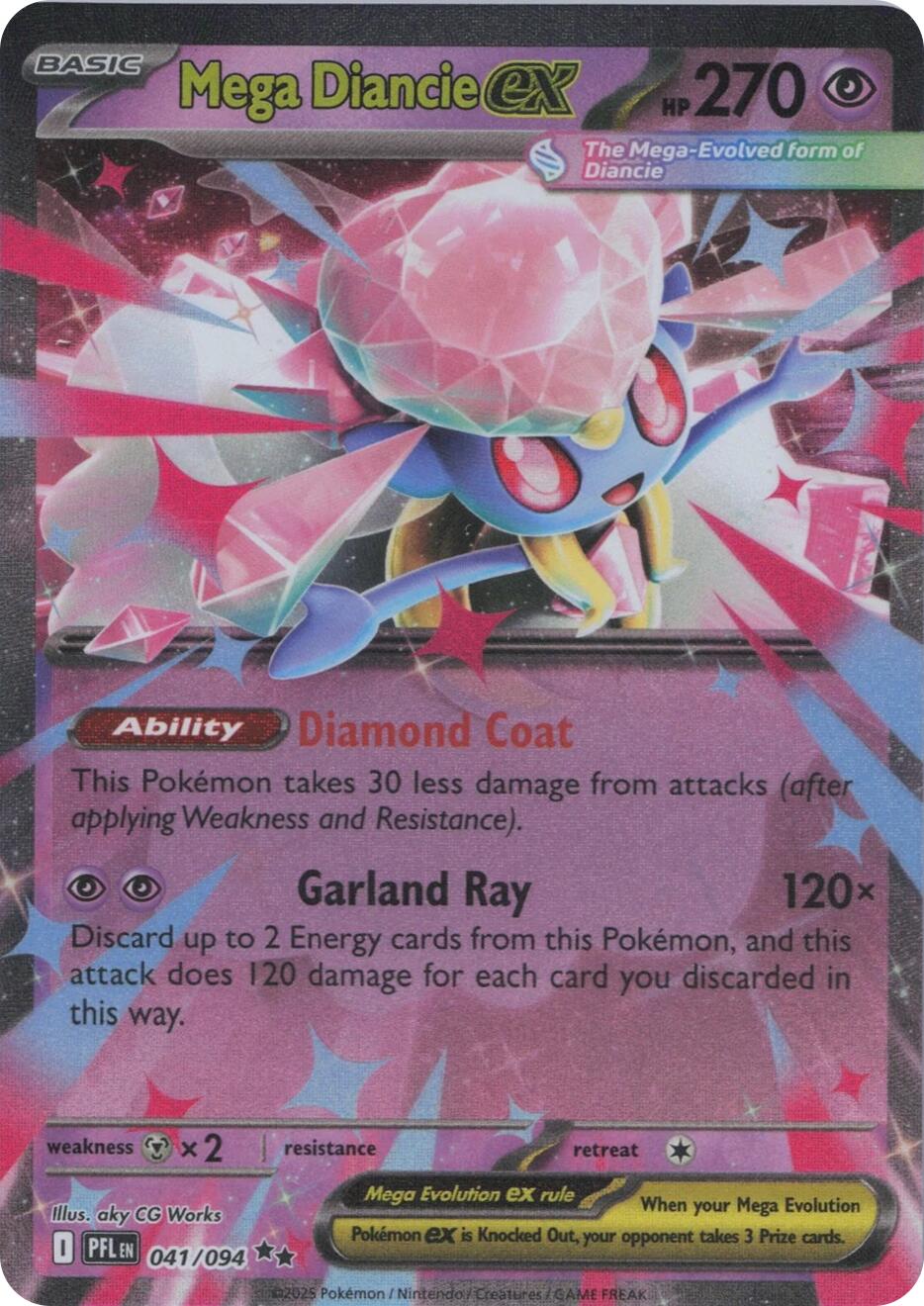 Mega Diancie ex 041  - Holofoil ME02 Phantasmal Flames - Double Rare