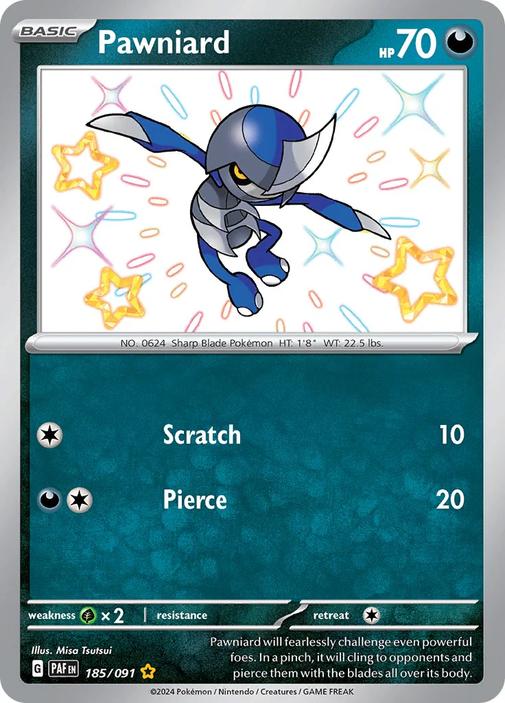 Pawniard 185/091  - Holofoil SV Paldean Fates - Shiny Rare