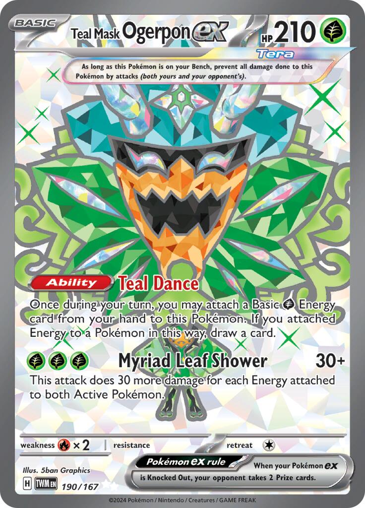 Teal Mask Ogerpon ex 190/167  - Holofoil SV06 Twilight Masquerade - Ultra Rare