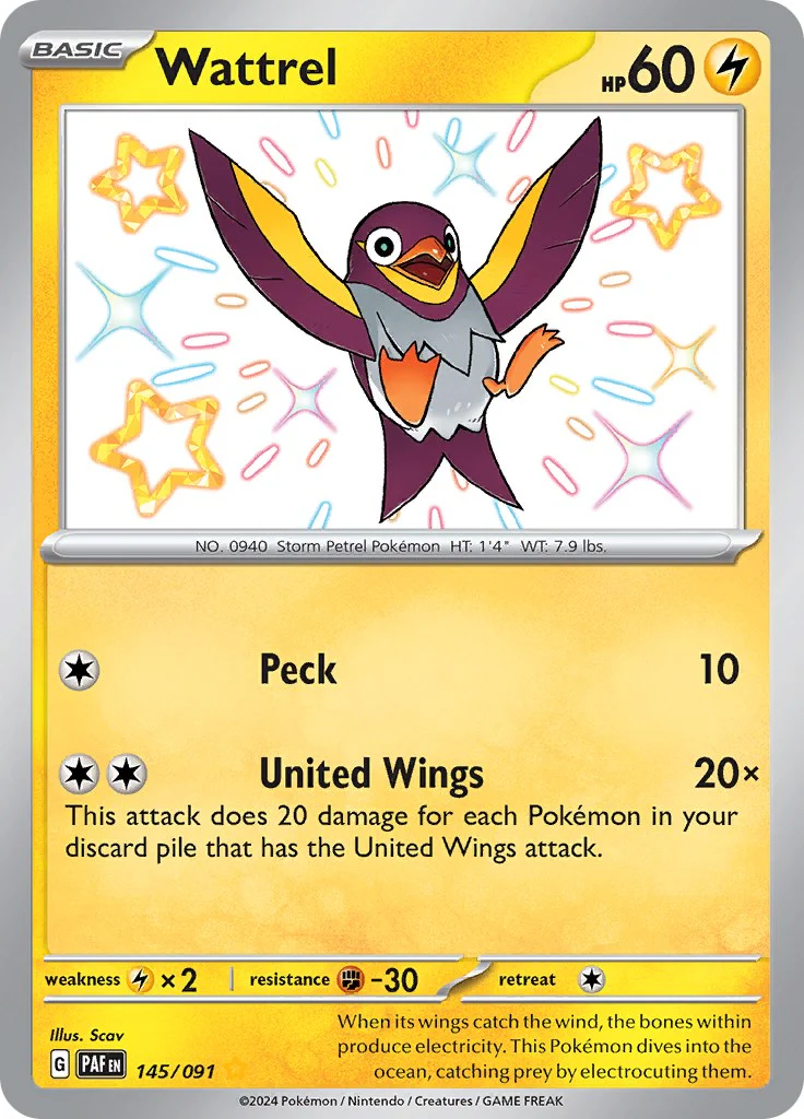 Wattrel 145/091  - Holofoil SV Paldean Fates - Shiny Rare